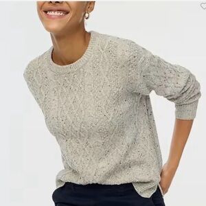 🩶 J.Crew gray speckled Donegal cable knit sweater. Size S.